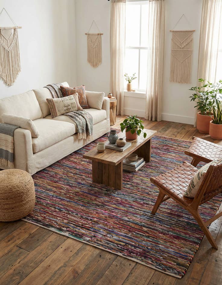 Detail image of  10' x 10'  Hand Woven Chindi Cotton Square Rug