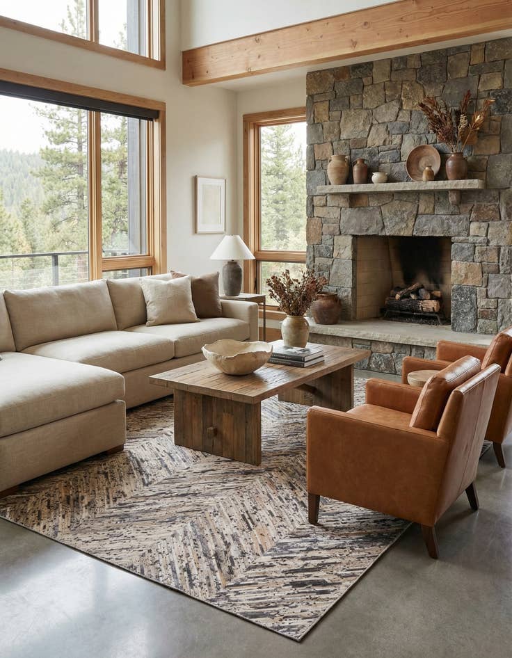 Detail image of 5' 1 x 8' 2 Cowhide Stocks Rug