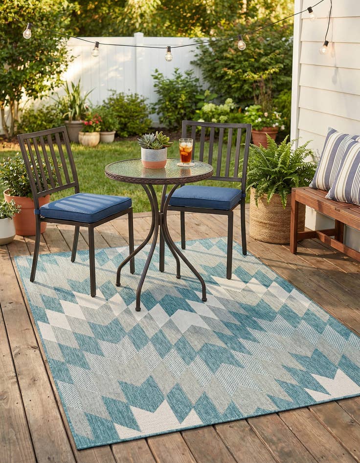 Detail image of 5' 3 x 7'  Washable Modern Indoor / Outdoor Rug