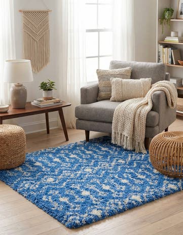 4' x 4' Moroccan Trellis Shag Square Rug