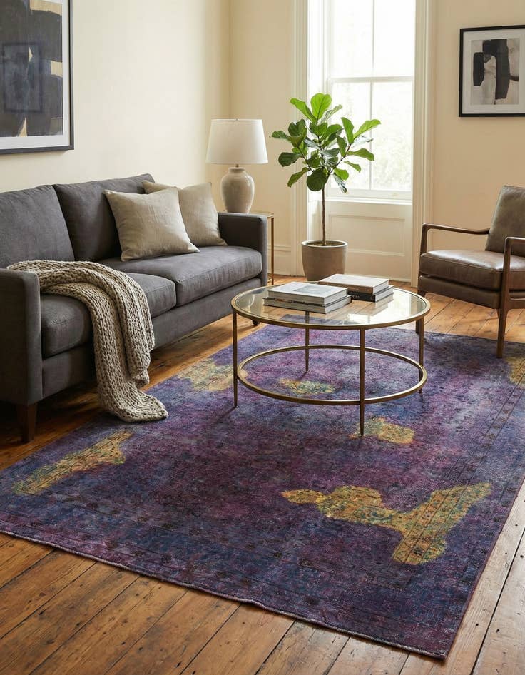 Detail image of  5' 10 x 9'  Hand Knotted Ultra Vintage Persian Wool Rug