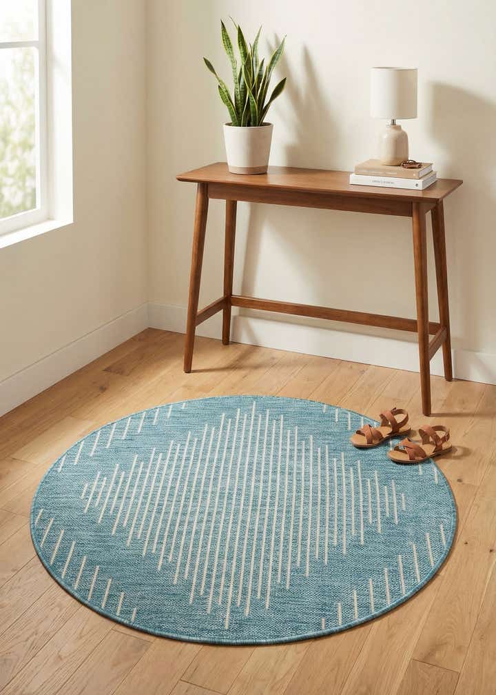 3' x 3' Easy-Clean Modern Indoor / Outdoor Round Rug