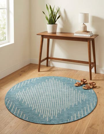 3' x 3' Easy-Clean Modern Indoor / Outdoor Round Rug