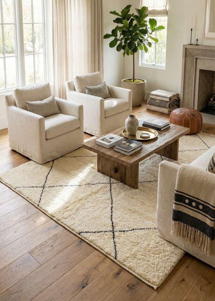 6' 8 x 9' 6 Hand Knotted Moroccan Wool Rug