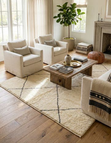 6' 8 x 9' 6 Hand Knotted Moroccan Wool Rug