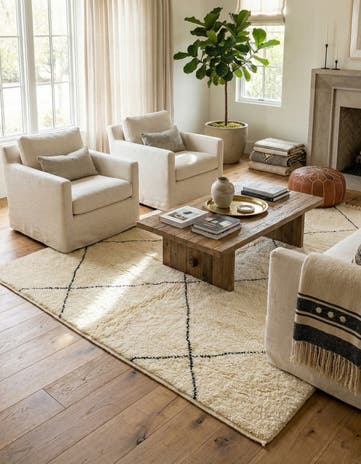 6' 8 x 9' 6 Hand Knotted Moroccan Wool Rug