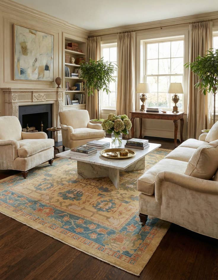 Detail image of 10' 9 x 13' 7  Hand Knotted Oushak Wool Rug