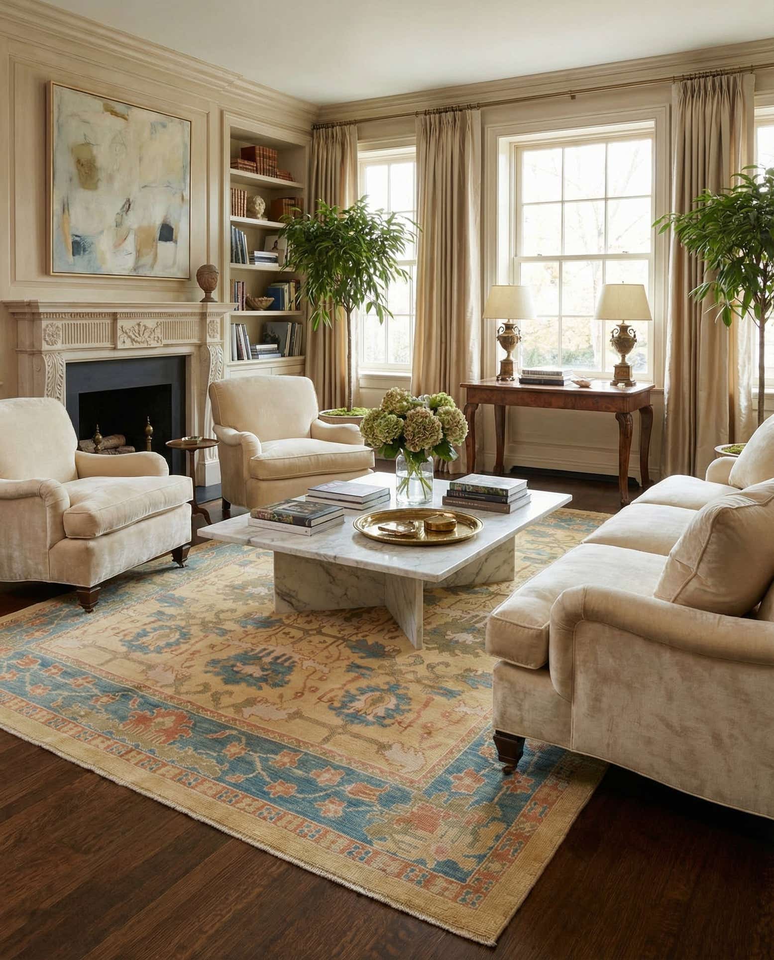 10' 9 x 13' 7 Hand Knotted Oushak Wool Rug