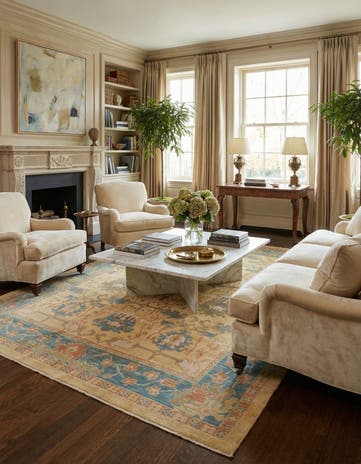 10' 9 x 13' 7 Hand Knotted Oushak Wool Rug