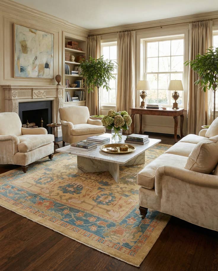 Detail image of 10' 9 x 13' 7 Hand Knotted Oushak Wool Rug