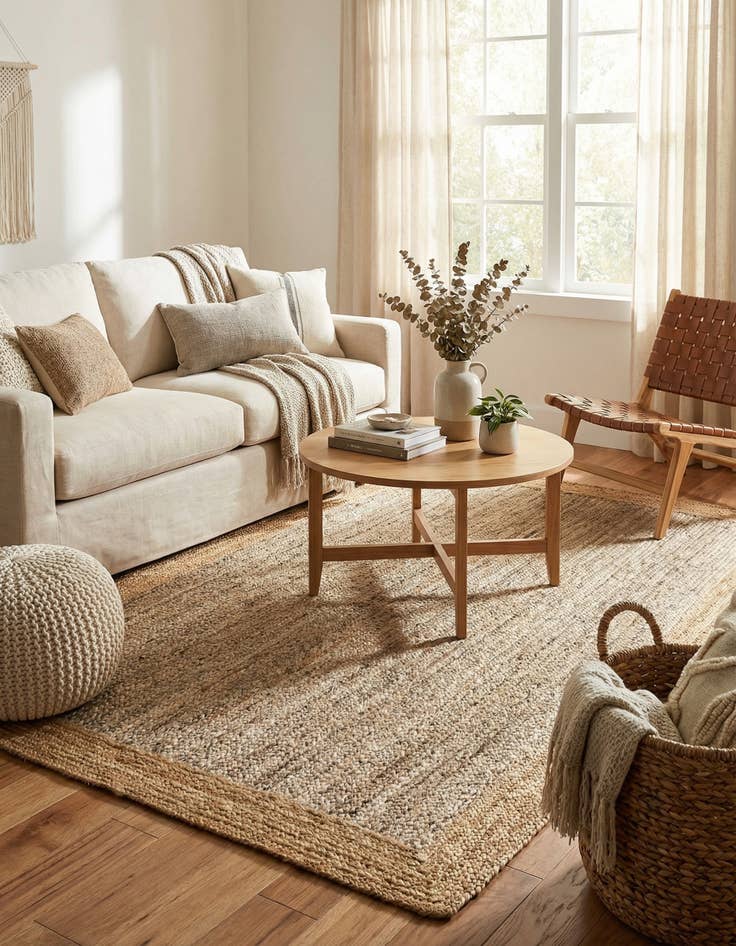 Detail image of  5' 3 x 8'  Hand Braided Jute Rug