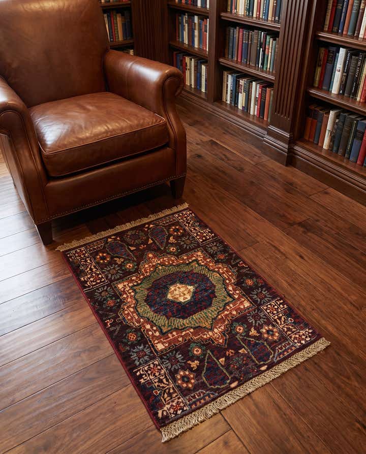 60cm x 90cm Hand Knotted Mamluk Ziegler Rug