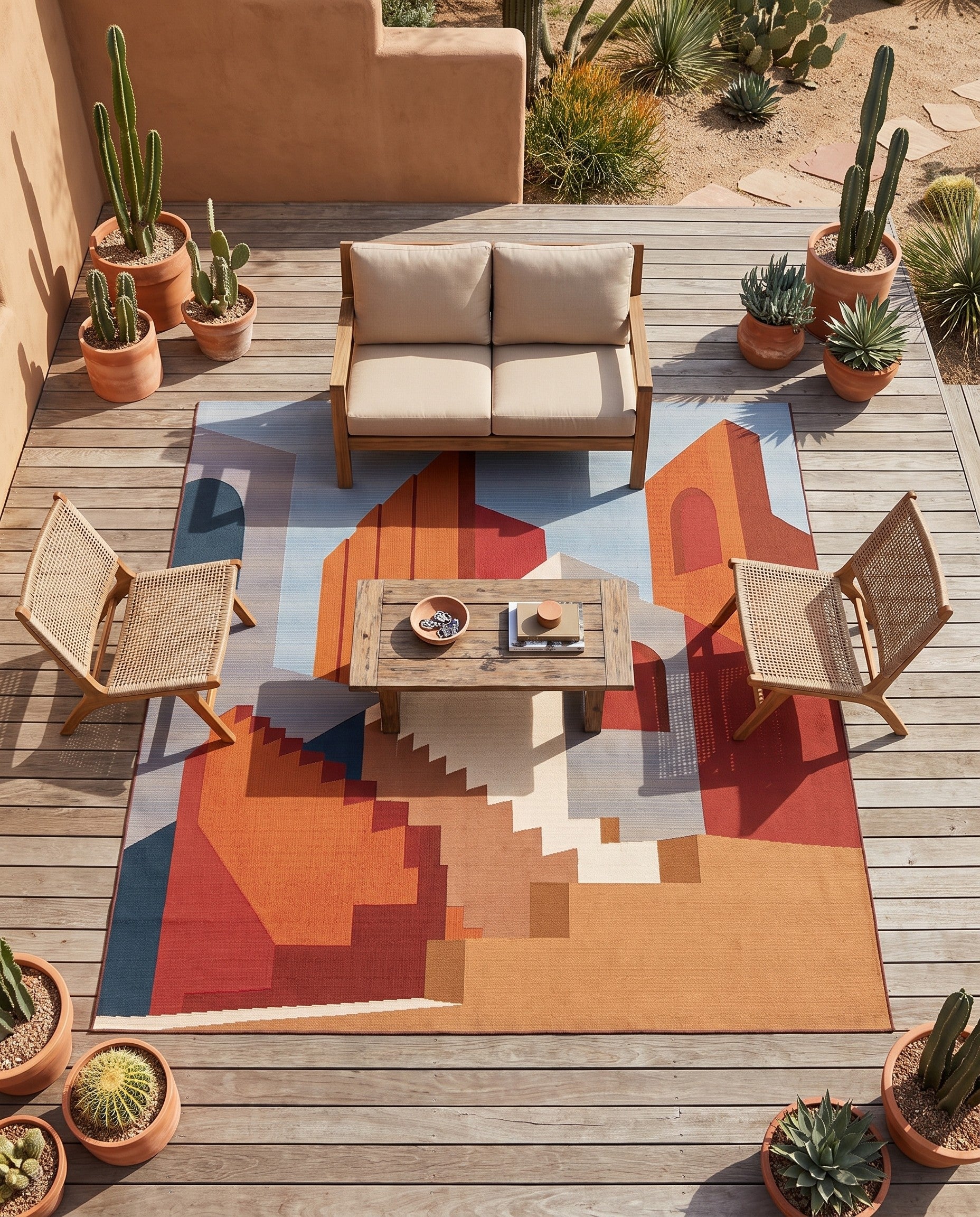 7' 10 x 7' 10 Easy-Clean Modern Indoor / Outdoor Square Rug