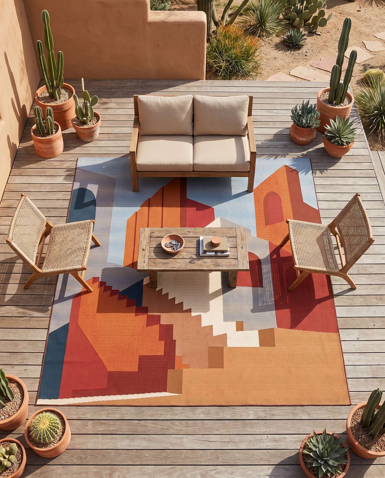 7' 10 x 7' 10 Easy-Clean Modern Indoor / Outdoor Square Rug