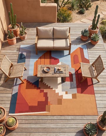 Easy-Clean Modern Indoor / Outdoor Square Rug