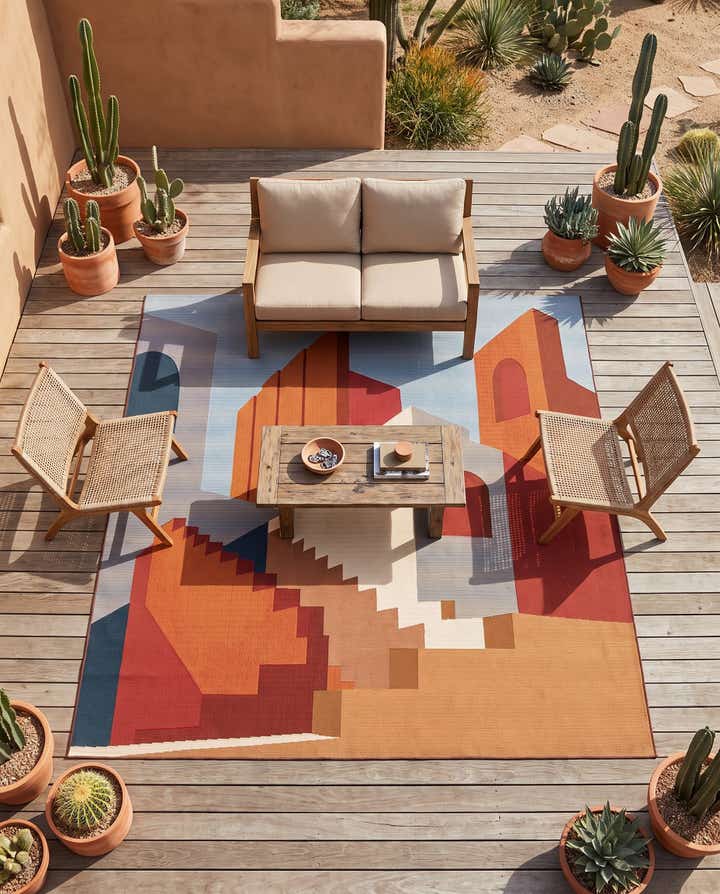 7' 10 x 7' 10 Easy-Clean Modern Indoor / Outdoor Square Rug