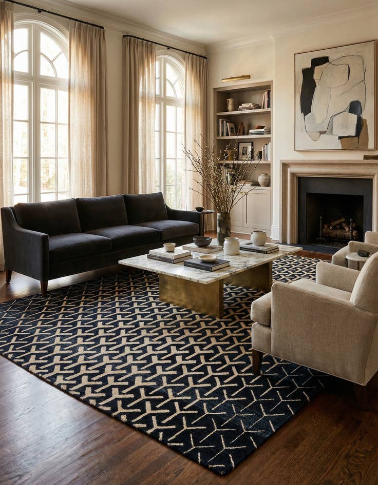 Detail image of 9' 2 x 12'  Hand Knotted Moroccan Wool Rug