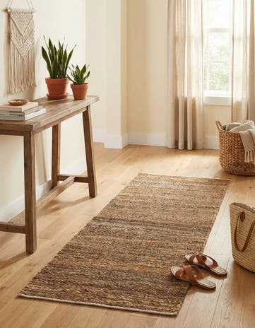 Sepia Brown Palm Beach Jute Runner Rug