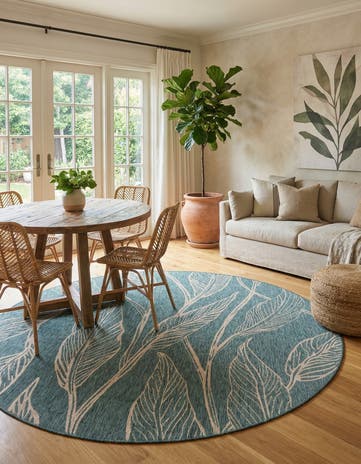 10' 8 x 10' 8 Easy-Clean Botanical Indoor / Outdoor Round Rug