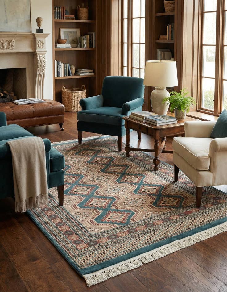 Detail image of  4' 3 x 6' 2  Hand Knotted Bokhara Oriental Rug