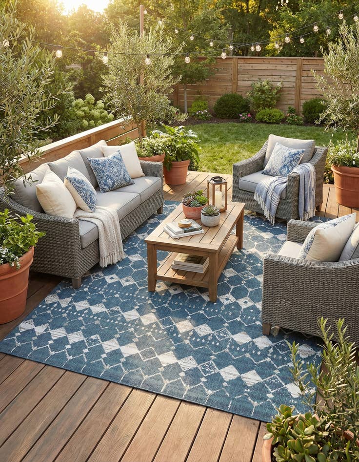 Detail image of 9' x 12' Easy-Clean Trellis Indoor / Outdoor Rug