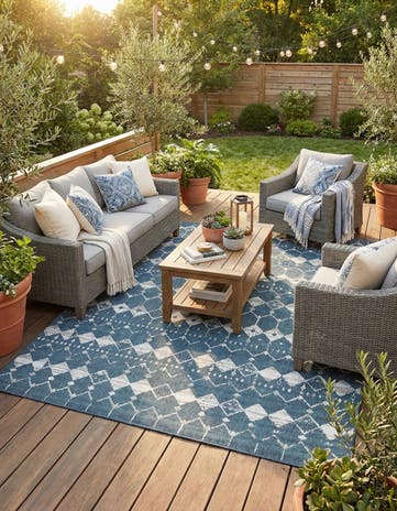 9' x 12' Easy-Clean Lattice Indoor / Outdoor Rug