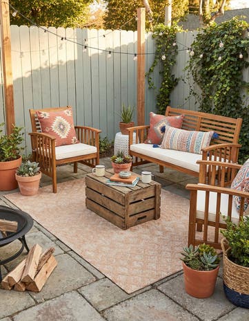 4' x 6' Easy-Clean Trellis Textured Indoor / Outdoor Rug