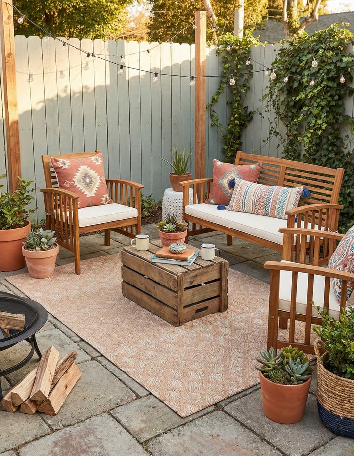 4' x 6' Easy-Clean Trellis Textured Indoor...