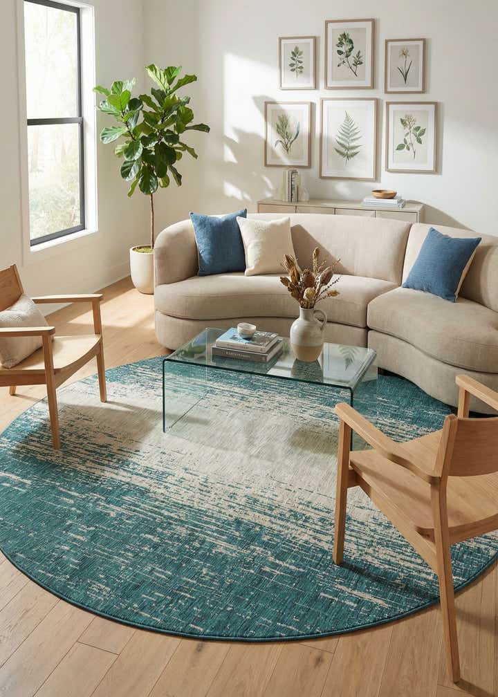 10' 8 x 10' 8 Easy-Clean Modern Indoor / Outdoor Round Rug