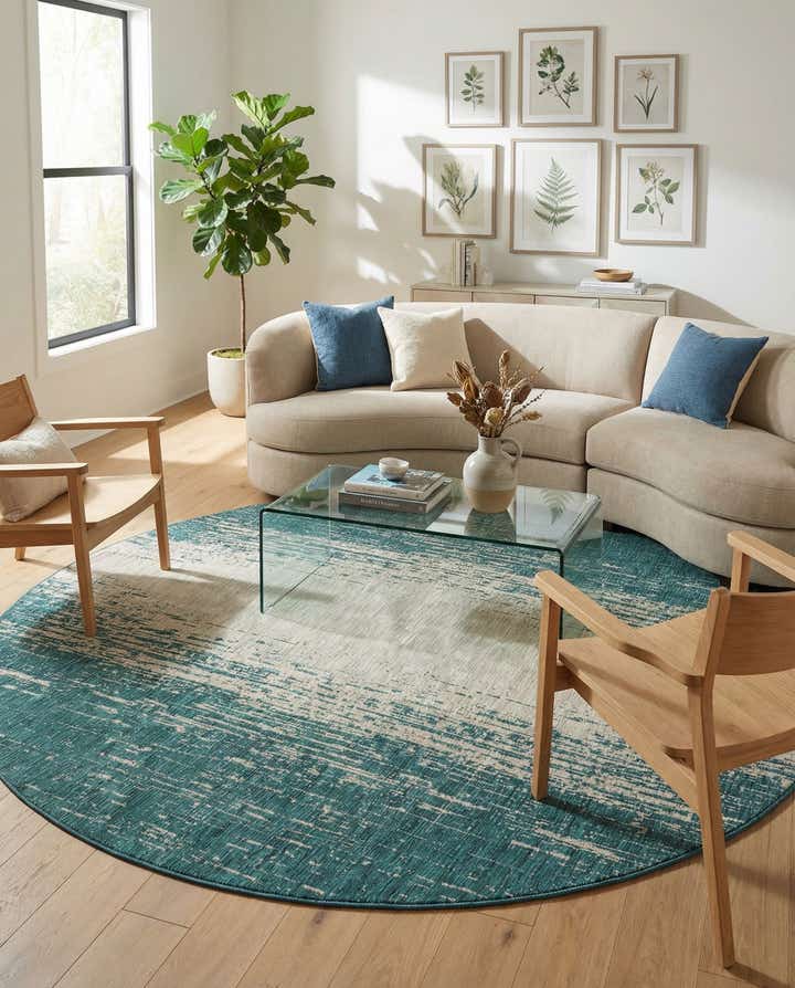 10' 8 x 10' 8 Easy-Clean Modern Indoor / Outdoor Round Rug