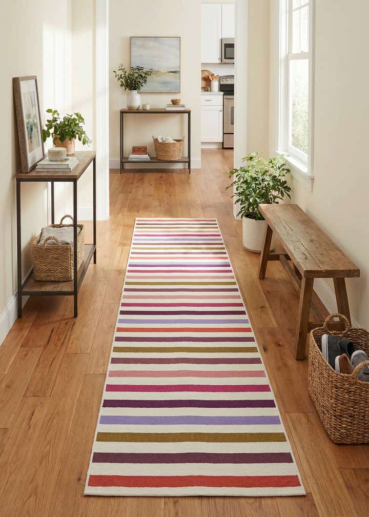 2' 7 x 12' Easy-Clean Striped Indoor / Outdoor Runner Rug
