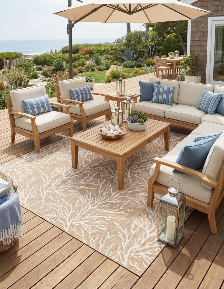 Detail image of 12' x 12'  Washable Coastal Indoor / Outdoor Square Rug