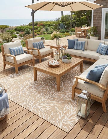 12' x 12' Easy-Clean Coastal Indoor / Outdoor Square Rug