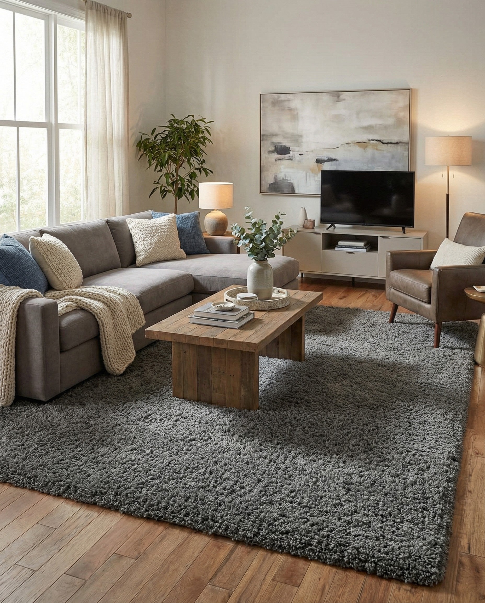  9' x 12' Solid Shag Rug