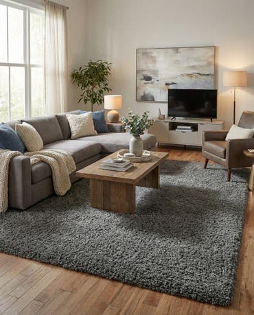  9' x 12' Solid Shag Rug