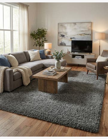 9' x 12' Solid Shag Rug