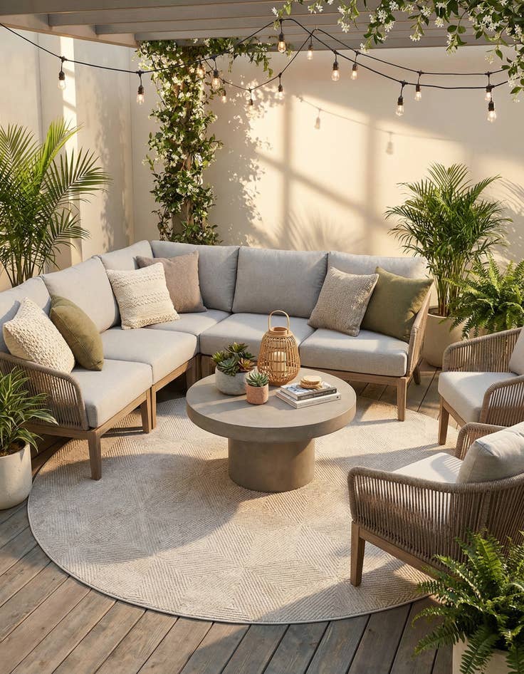 Detail image of 10' x 10'  Washable Sabrina Soto Indoor / Outdoor Round Rug