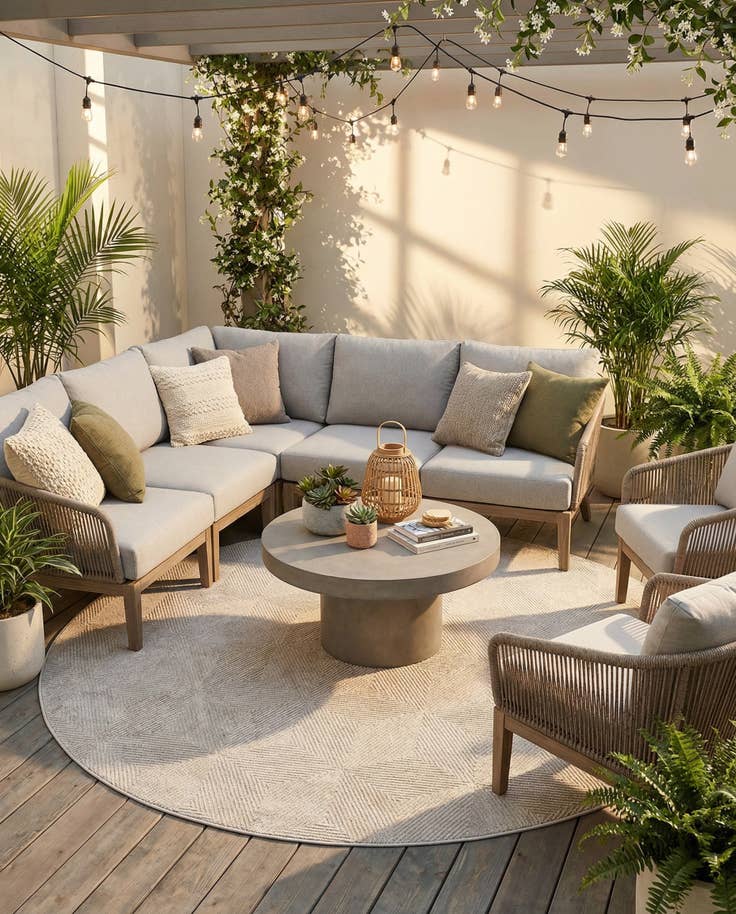 Detail image of 10' x 10' Easy-Clean Sabrina Soto Indoor / Outdoor Round Rug