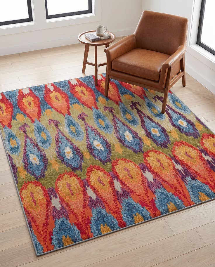 Detail image of 5' 3 x 5' 3 Easy-Clean Modern Indoor / Outdoor Square Rug