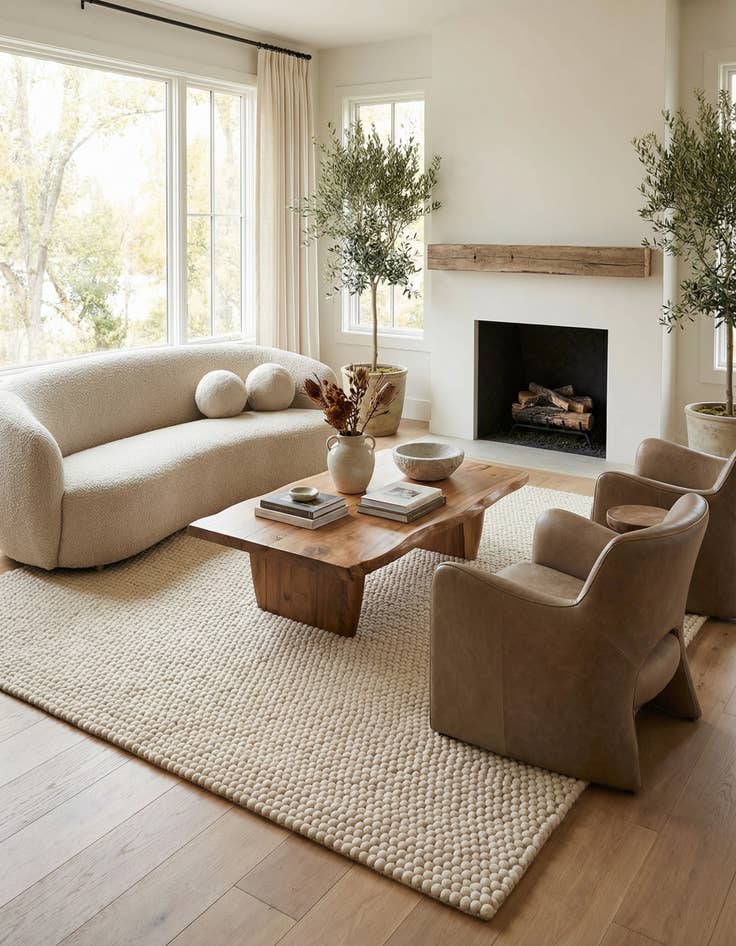 Detail image of 10' x 10' Felt Ball Wool Square Rug