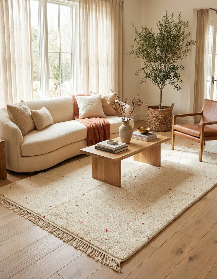 Detail image of 5' 7 x 8'  Hand Knotted Moroccan Wool Rug