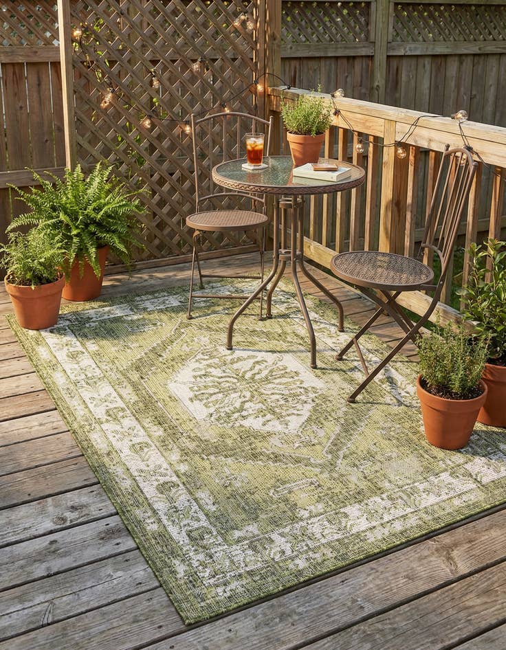 Detail image of 4' x 6'  Washable Traditional Indoor / Outdoor Rug