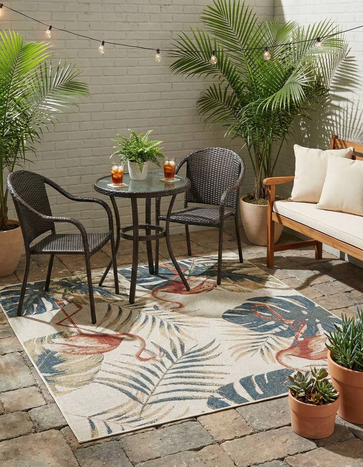 Detail image of  5' 3 x 5' 3  Washable Baja Indoor / Outdoor Square Rug