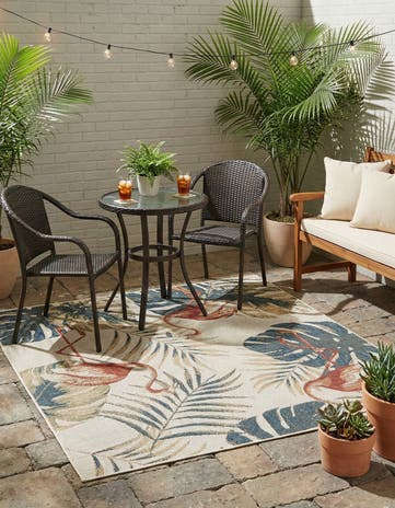 Ivory Easy-Clean Baja Indoor / Outdoor Square Rug
