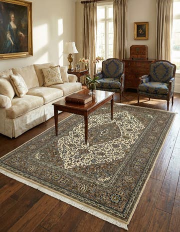 4' 6 x 7' 4 Hand Knotted Kashan Persian Rug