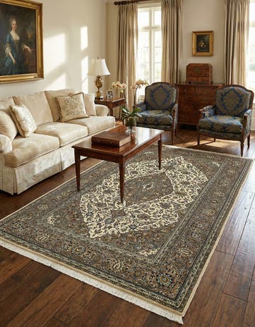 4' 6 x 7' 4 Hand Knotted Kashan Persian Rug