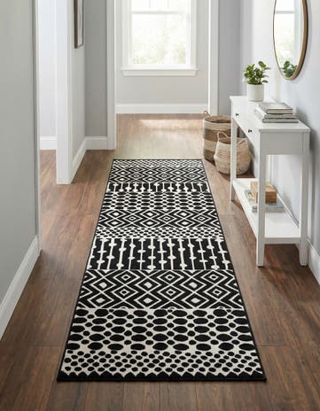 Black and White Milano Runner Rug