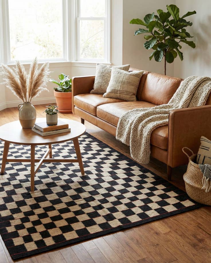 Detail image of 4' 11 x 6' 5 Hand Woven Kilim Modern Wool Rug