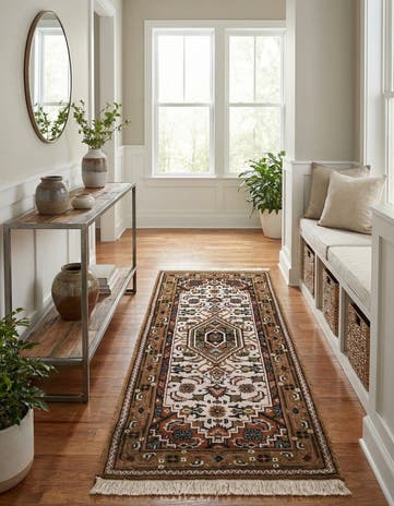 2' 4 x 4' 10 Hand Knotted Hamedan Wool Runner Rug