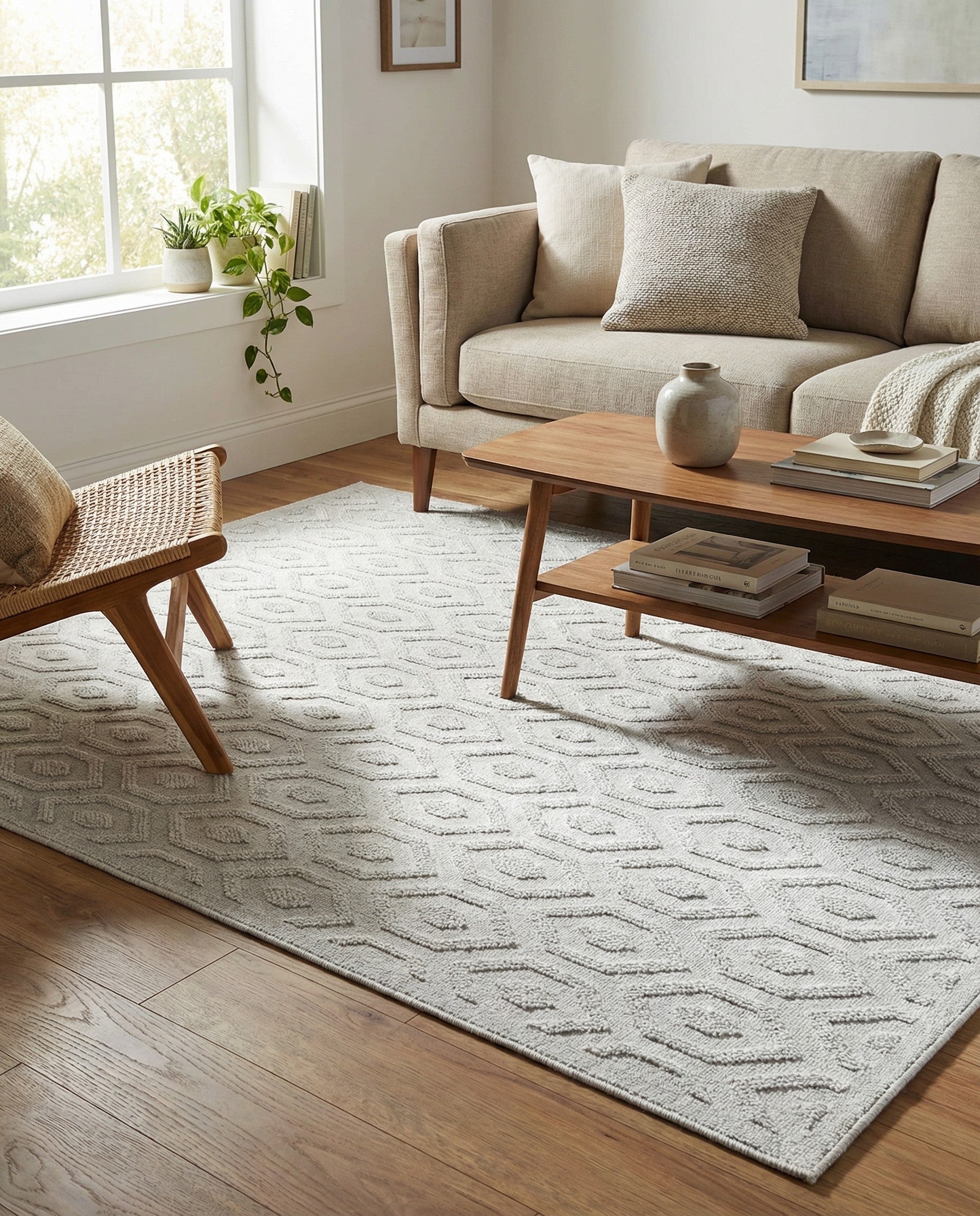 7' 10 x 10' Easy-Clean Trellis Textured Indoor / Outdoor Rug